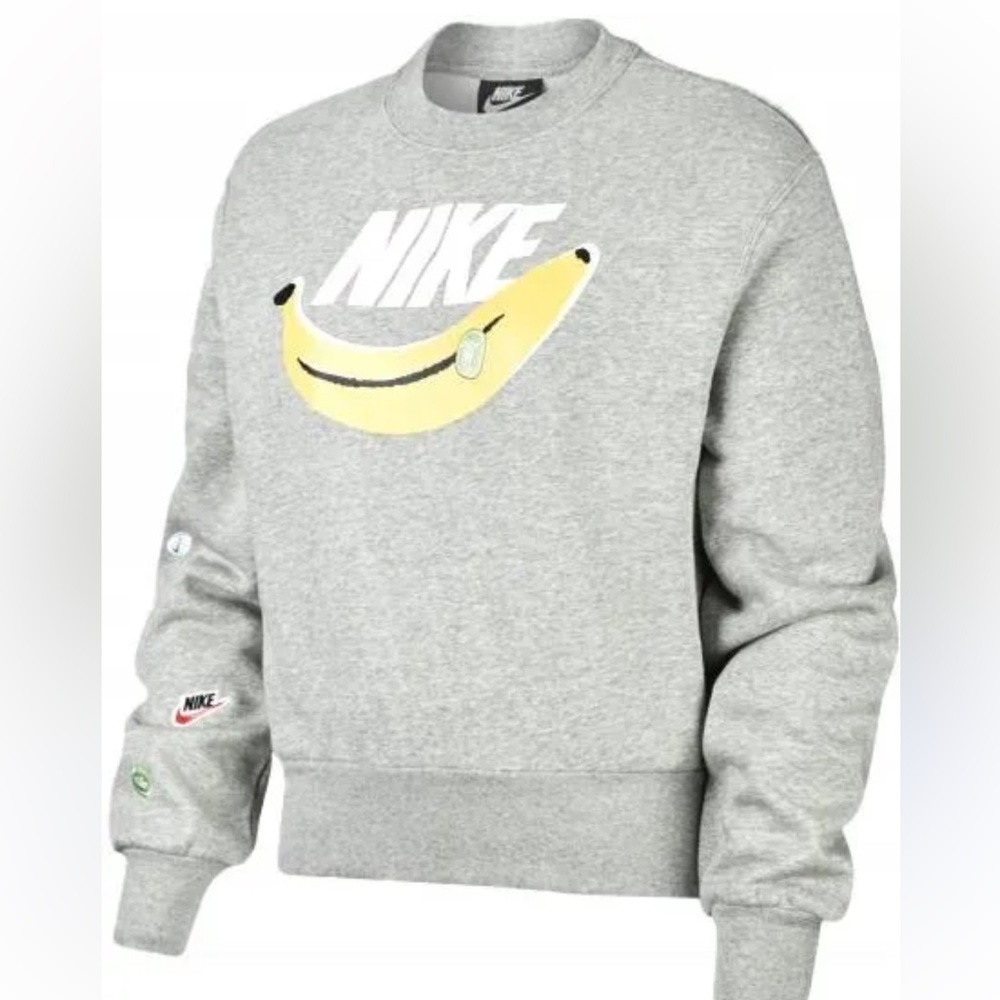 Nike Gray Crewneck Sweater with Banana Graphic